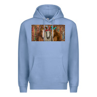 Colony Blue Horses with serape and leopard Premium Hoodie - RanaPortraitStore