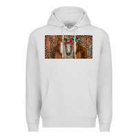 Dove Grey Horses with serape and leopard Premium Hoodie - RanaPortraitStore