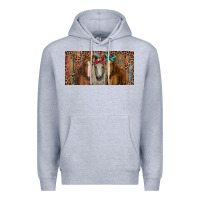 Heather Grey Horses with serape and leopard Premium Hoodie - RanaPortraitStore