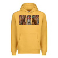 Mustard Horses with serape and leopard Premium Hoodie - RanaPortraitStore