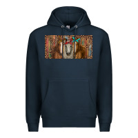 Navy Horses with serape and leopard Premium Hoodie - RanaPortraitStore