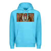 Ocean Blue Horses with serape and leopard Premium Hoodie - RanaPortraitStore