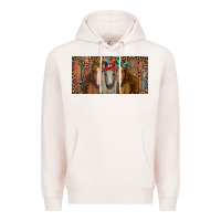 Pale Pink Horses with serape and leopard Premium Hoodie - RanaPortraitStore