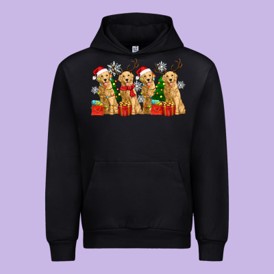 Golden Dogs With Christmas Urban Hoodie Designed By Zillion Design Studio