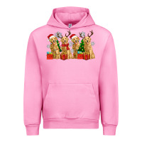 Fuchsia Pink golden dogs with christmas Urban Hoodie - Zillion Design Studio