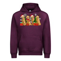 Mauve Wine golden dogs with christmas Urban Hoodie - Zillion Design Studio