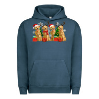 Pigment Midnight Navy golden dogs with christmas Urban Hoodie - Zillion Design Studio