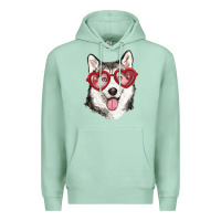 Seafoam husky with love glasses Premium Hoodie - RanaPortraitStore