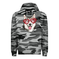 Slate Camo husky with love glasses Premium Hoodie - RanaPortraitStore