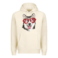 Tofu husky with love glasses Premium Hoodie - RanaPortraitStore