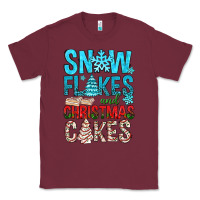 Burgundy Snow Flakes aAd Christmas Cakes Classic Tee - BundleAndBundleShop