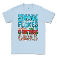 Dusty Blue Snow Flakes aAd Christmas Cakes Classic Tee - BundleAndBundleShop