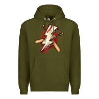 Army Green baseball lightning bolt Premium Hoodie - Zillion Design Studio