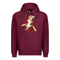 Burgundy baseball lightning bolt Premium Hoodie - Zillion Design Studio
