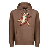 Chestnut baseball lightning bolt Premium Hoodie - Zillion Design Studio