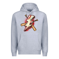 Heather Grey baseball lightning bolt Premium Hoodie - Zillion Design Studio