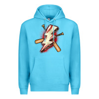 Ocean Blue baseball lightning bolt Premium Hoodie - Zillion Design Studio