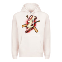 Pale Pink baseball lightning bolt Premium Hoodie - Zillion Design Studio