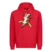 Red baseball lightning bolt Premium Hoodie - Zillion Design Studio