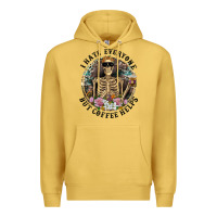 Antique Gold I Hate Everyone But Coffee Helps With Flowers Premium Hoodie - RanaPortraitStore