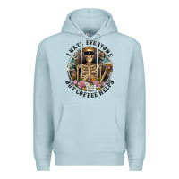 Blue Mist I Hate Everyone But Coffee Helps With Flowers Premium Hoodie - RanaPortraitStore