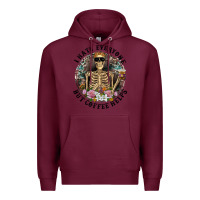 Burgundy I Hate Everyone But Coffee Helps With Flowers Premium Hoodie - RanaPortraitStore