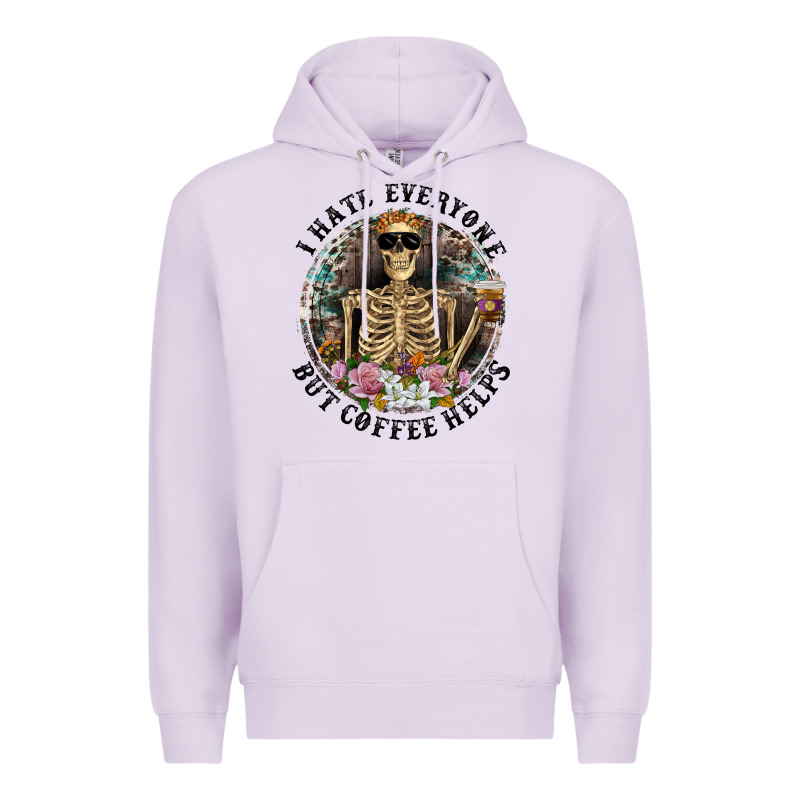 I Hate Everyone But Coffee Helps With Flowers Premium Hoodie by RanaPortraitStore | Teevron