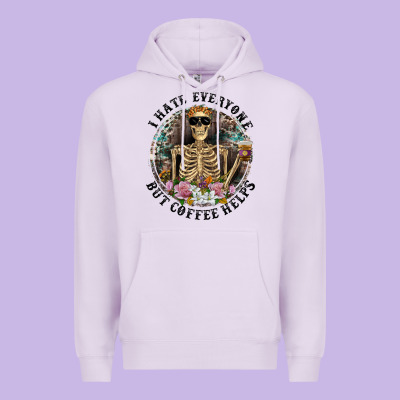 I Hate Everyone But Coffee Helps With Flowers Premium Hoodie Designed By Ranaportraitstore