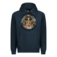 Navy I Hate Everyone But Coffee Helps With Flowers Premium Hoodie - RanaPortraitStore