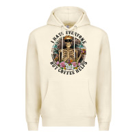 Sandshell I Hate Everyone But Coffee Helps With Flowers Premium Hoodie - RanaPortraitStore