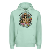 Seafoam I Hate Everyone But Coffee Helps With Flowers Premium Hoodie - RanaPortraitStore