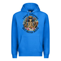True Royal I Hate Everyone But Coffee Helps With Flowers Premium Hoodie - RanaPortraitStore