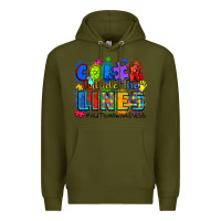 Army Green color outside the lines autism awareness Premium Hoodie - Zillion Design Studio