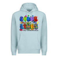 Blue Mist color outside the lines autism awareness Premium Hoodie - Zillion Design Studio