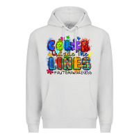 Dove Grey color outside the lines autism awareness Premium Hoodie - Zillion Design Studio