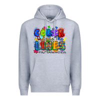 Heather Grey color outside the lines autism awareness Premium Hoodie - Zillion Design Studio