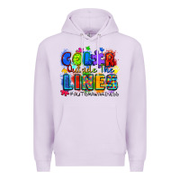 Lilac color outside the lines autism awareness Premium Hoodie - Zillion Design Studio