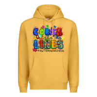 Mustard color outside the lines autism awareness Premium Hoodie - Zillion Design Studio