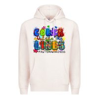 Pale Pink color outside the lines autism awareness Premium Hoodie - Zillion Design Studio