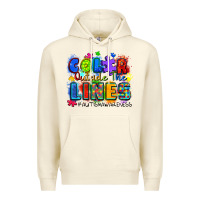 Sandshell color outside the lines autism awareness Premium Hoodie - Zillion Design Studio