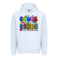 White color outside the lines autism awareness Premium Hoodie - Zillion Design Studio