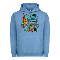 Pigment Pebble Blue i will sing of the goodness of god Urban Hoodie - RanaPortraitStore
