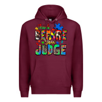 Burgundy think before you judge autism Premium Hoodie - Zillion Design Studio