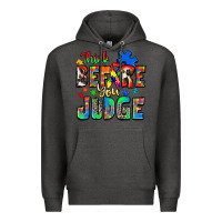 Charcoal Heather think before you judge autism Premium Hoodie - Zillion Design Studio