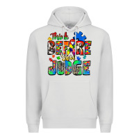 Dove Grey think before you judge autism Premium Hoodie - Zillion Design Studio