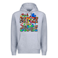 Heather Grey think before you judge autism Premium Hoodie - Zillion Design Studio