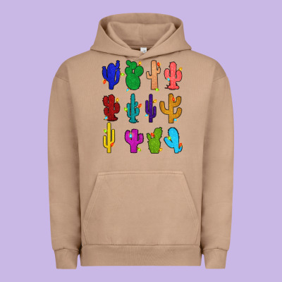 Christmas Glitter Cactus Urban Hoodie Designed By Zillion Design Studio