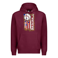 Burgundy baseball american flag Premium Hoodie - texasbilliewilder