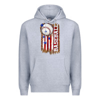 Heather Grey baseball american flag Premium Hoodie - texasbilliewilder