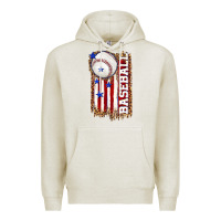 Oatmeal Heather baseball american flag Premium Hoodie - texasbilliewilder